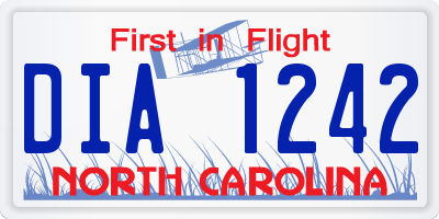 NC license plate DIA1242