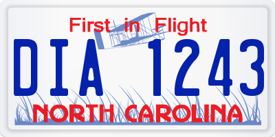 NC license plate DIA1243
