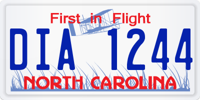 NC license plate DIA1244