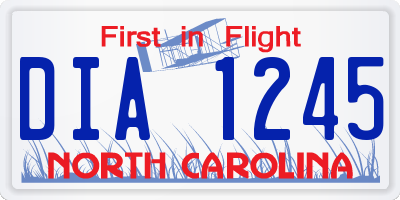 NC license plate DIA1245