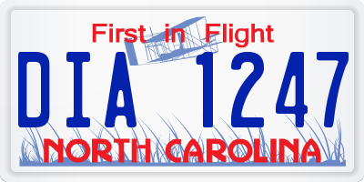 NC license plate DIA1247