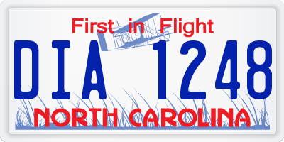 NC license plate DIA1248