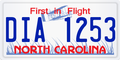 NC license plate DIA1253