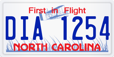 NC license plate DIA1254