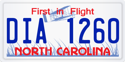 NC license plate DIA1260