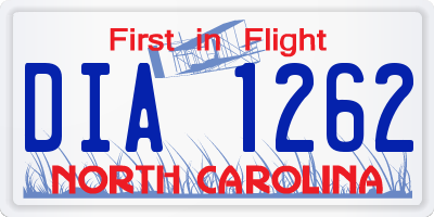 NC license plate DIA1262