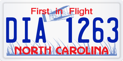 NC license plate DIA1263