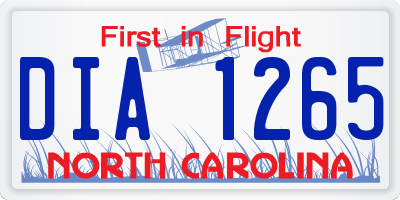 NC license plate DIA1265