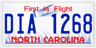 NC license plate DIA1268