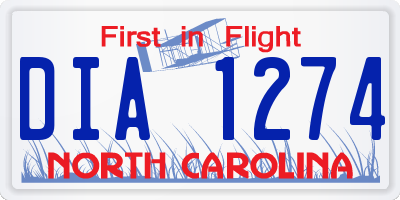 NC license plate DIA1274
