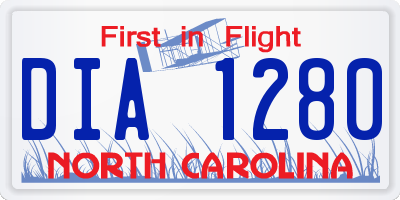 NC license plate DIA1280