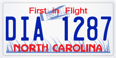 NC license plate DIA1287