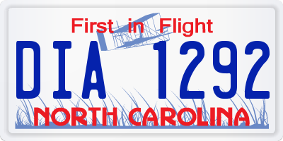 NC license plate DIA1292