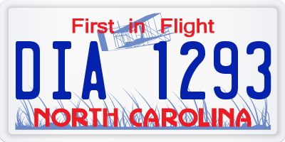 NC license plate DIA1293