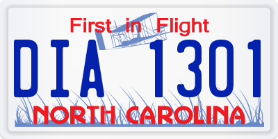 NC license plate DIA1301