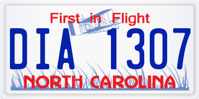 NC license plate DIA1307