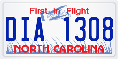 NC license plate DIA1308