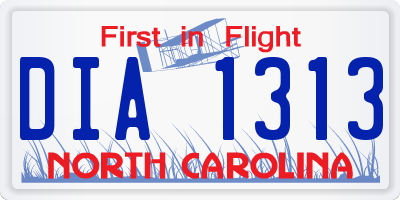 NC license plate DIA1313
