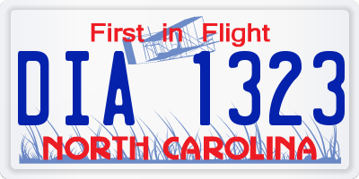 NC license plate DIA1323