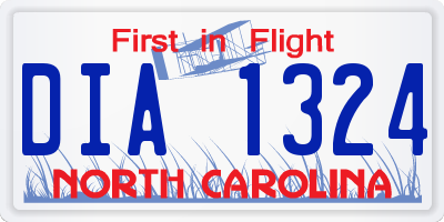 NC license plate DIA1324