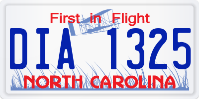 NC license plate DIA1325