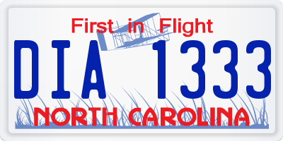 NC license plate DIA1333