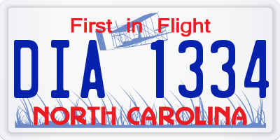 NC license plate DIA1334