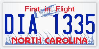 NC license plate DIA1335