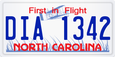 NC license plate DIA1342