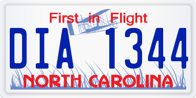 NC license plate DIA1344