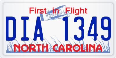 NC license plate DIA1349