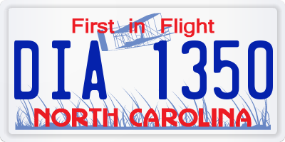 NC license plate DIA1350