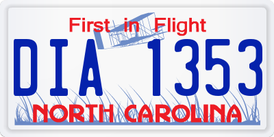 NC license plate DIA1353