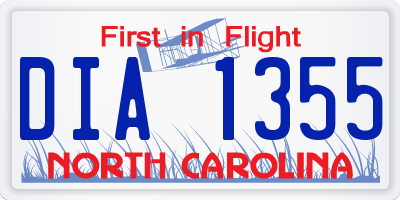 NC license plate DIA1355