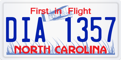 NC license plate DIA1357