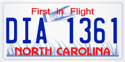 NC license plate DIA1361