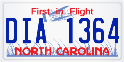 NC license plate DIA1364
