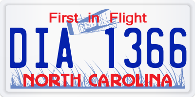 NC license plate DIA1366