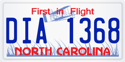 NC license plate DIA1368