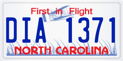 NC license plate DIA1371