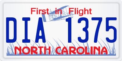 NC license plate DIA1375