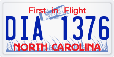 NC license plate DIA1376