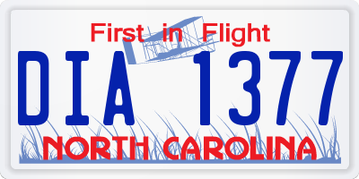 NC license plate DIA1377