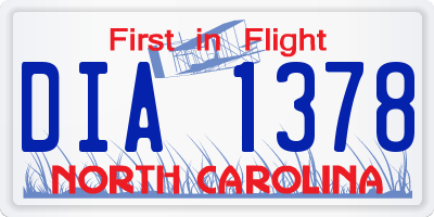 NC license plate DIA1378