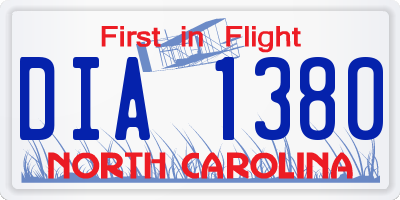 NC license plate DIA1380