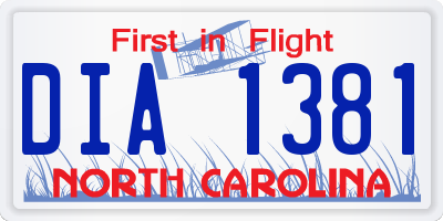 NC license plate DIA1381