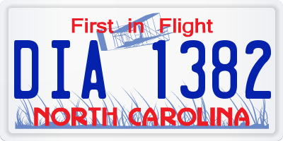 NC license plate DIA1382