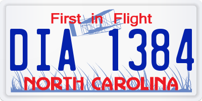 NC license plate DIA1384