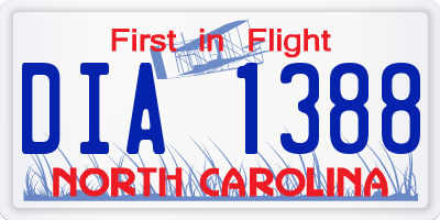 NC license plate DIA1388