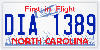 NC license plate DIA1389